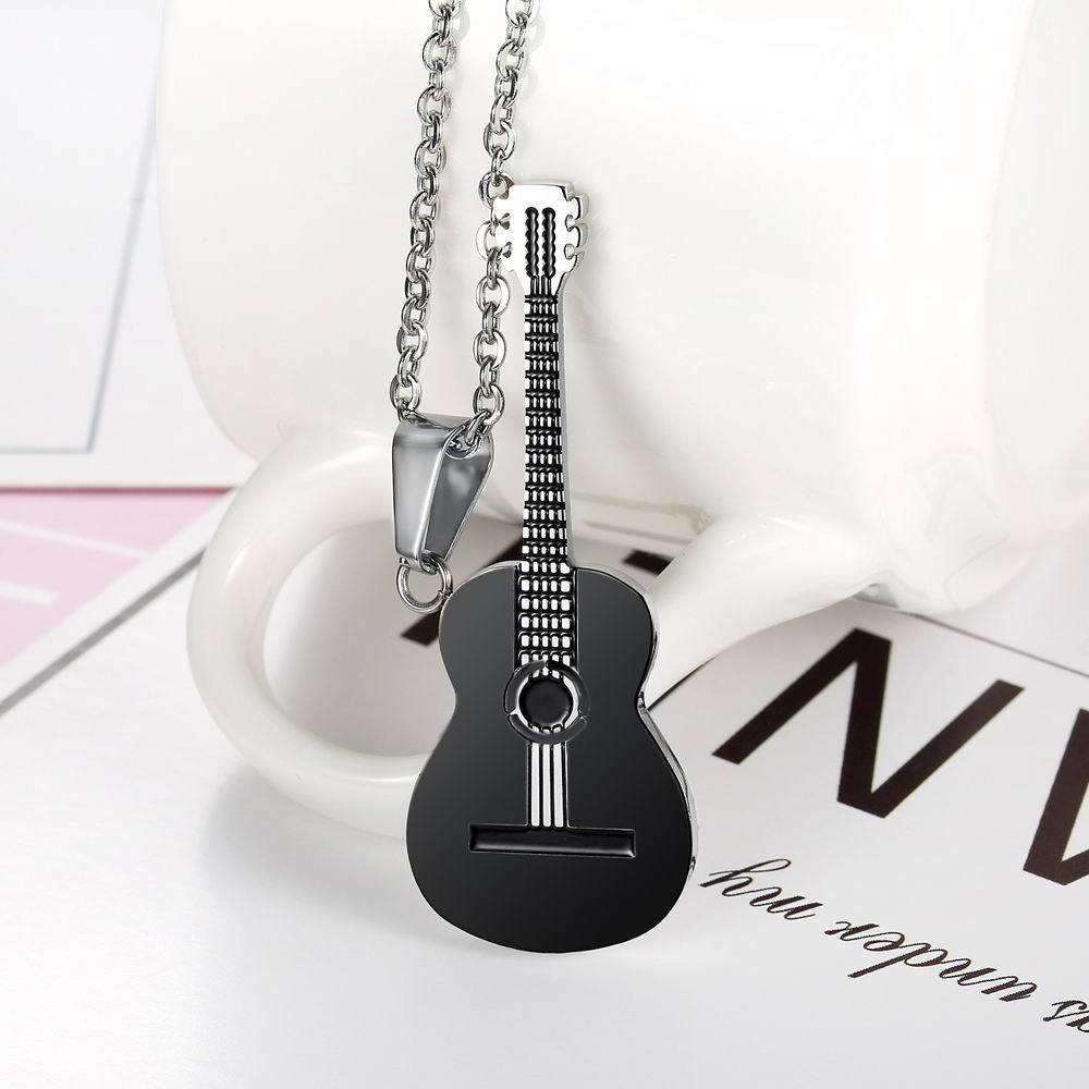 Engraved Acoustic Guitar Necklace