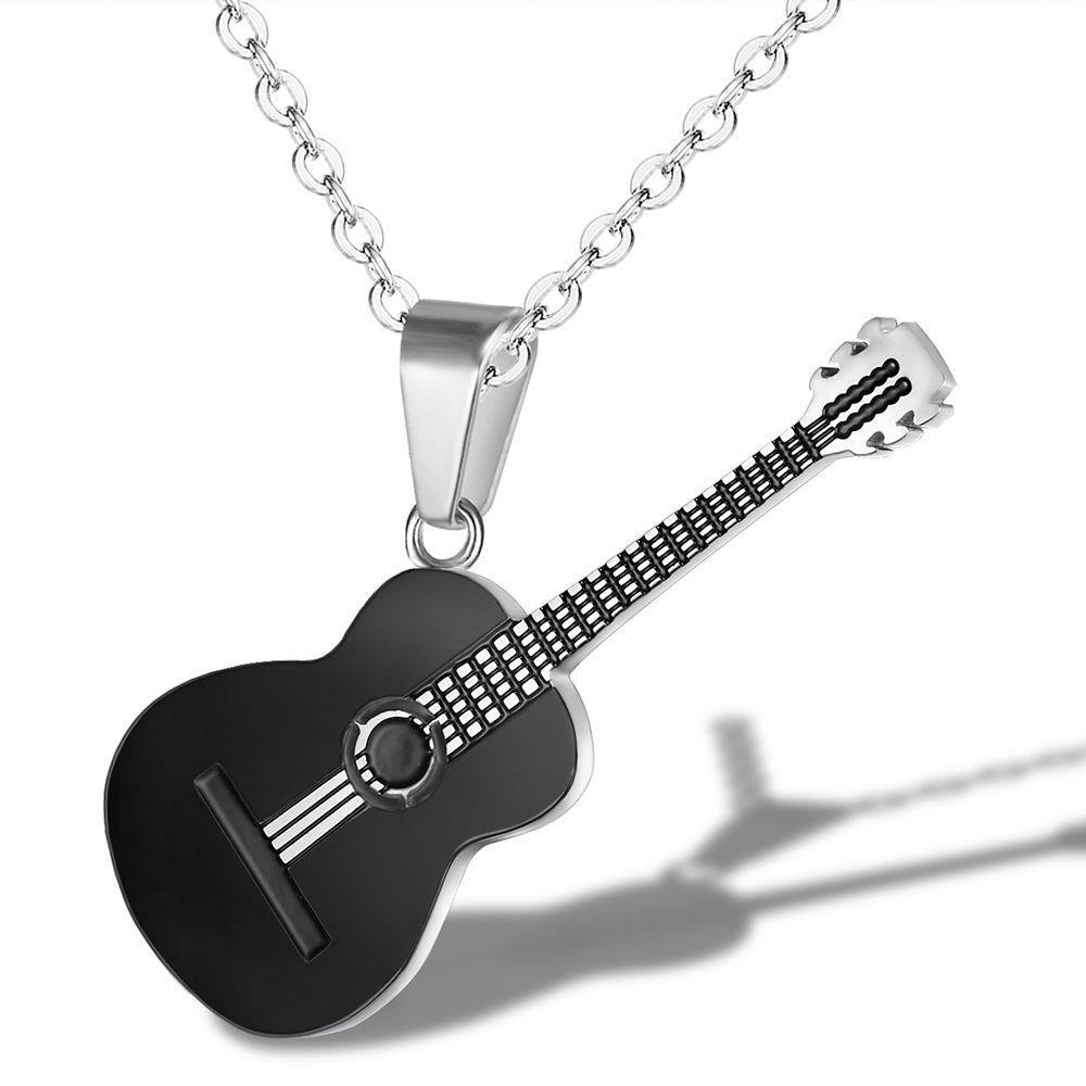 Engraved Acoustic Guitar Necklace