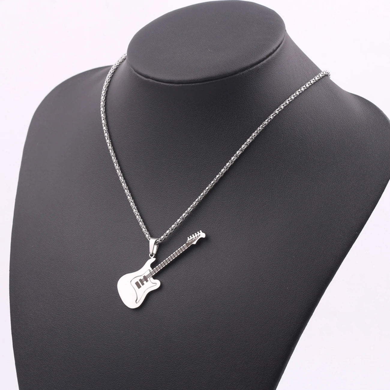 Engraved Stainless Steel Guitar Necklace